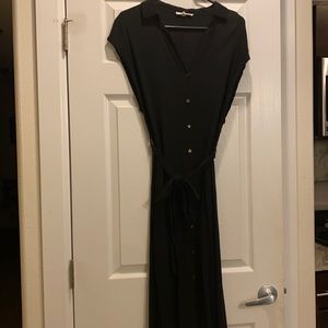Black button down dress with tie
